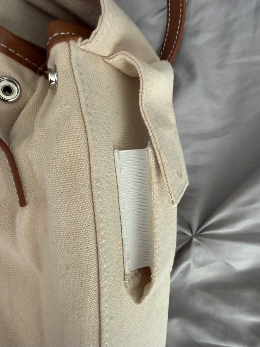 Alphia - Cream Canvas & Brown Leather Insulated Wine Bottle Carrier